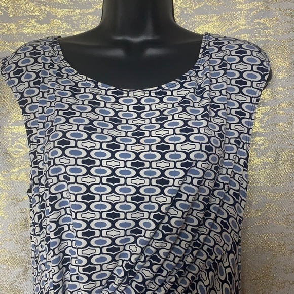 Max Studio Blue/White Geometric Print Sleeveless Midi Length Dress Size L - Picture 3 of 11